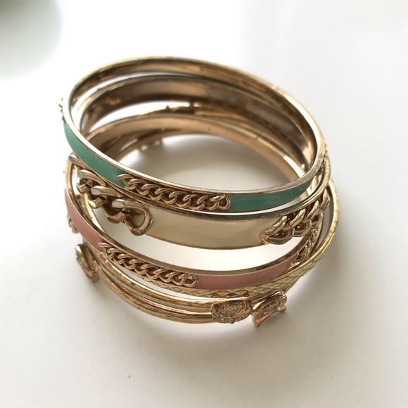 Set of 6 bracelets gold tone - Picture 5 of 7